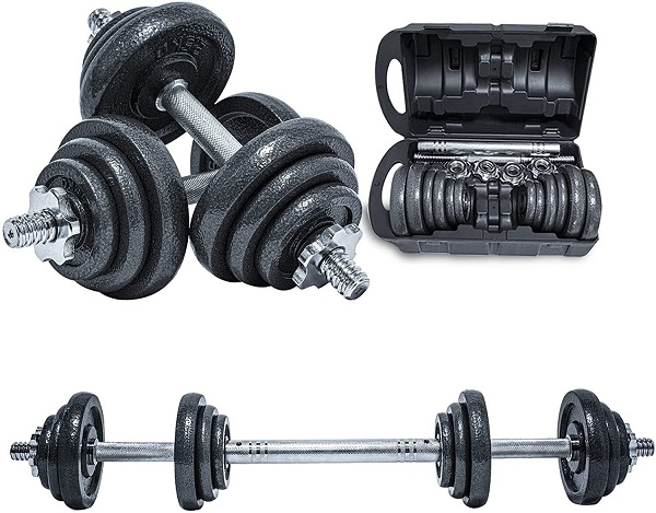 Cast Iron 30kg Dumbbell Set Adjustable Barbell Home Gym Bicep Weight Training